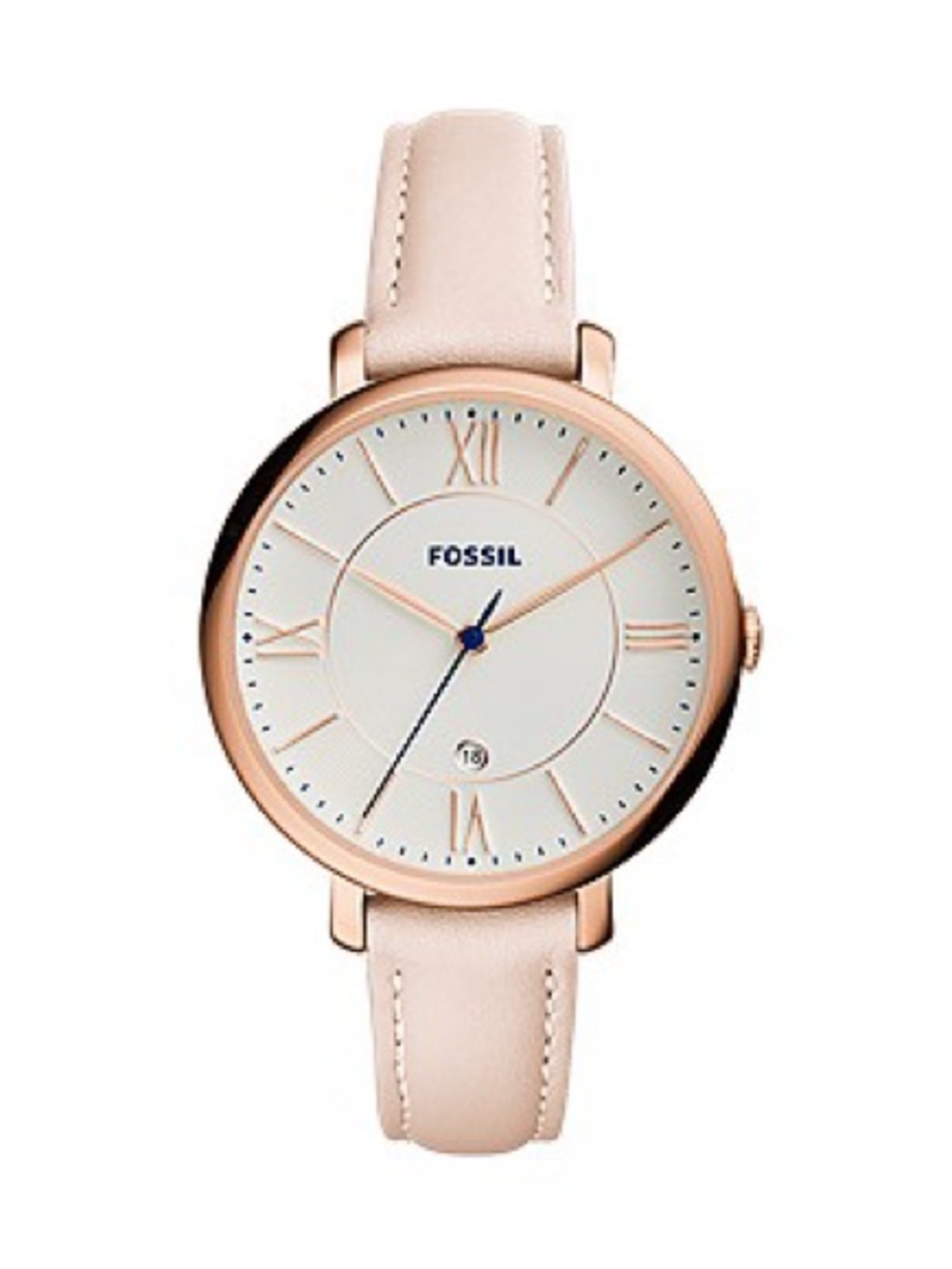 Fossil Women's Jacqueline 36mm Three-Hand Date Blush Leather Watch